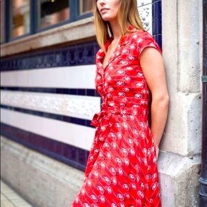 Red Bicycle Print Dress